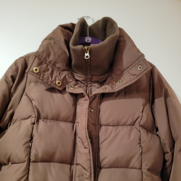 Y2K Static Puffer Crop Brown Wonter Jacket Coat Size L - Picture 3 of 13